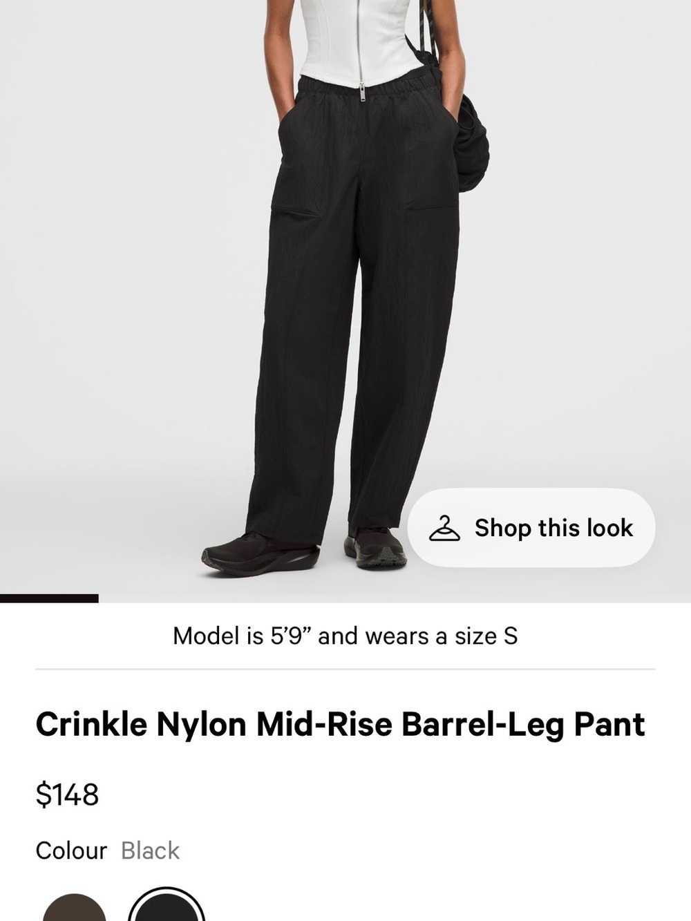 NEW Lululemon Crinkle Nylon Mid-Rise Barrel-Leg Pant, M